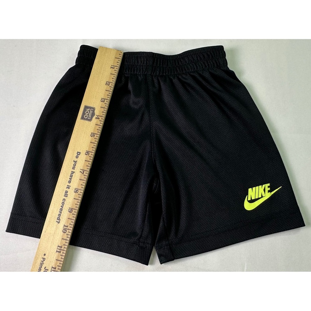 Nike Kids Black Shorts Athletic Neon Yellow Logo Basketball Soccer‎ Size S 3-4Y - Picture 6 of 8
